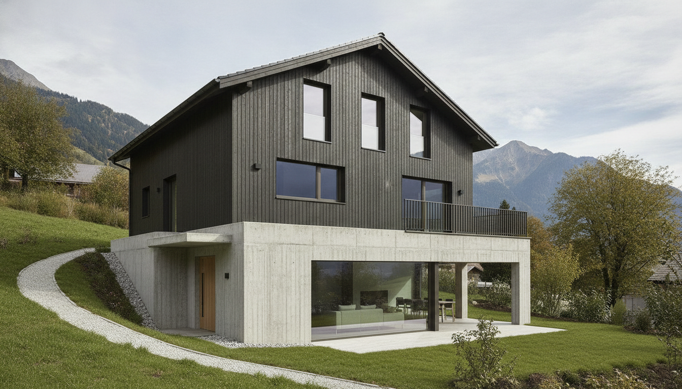 Modernes Haus in alpiner Formensprache