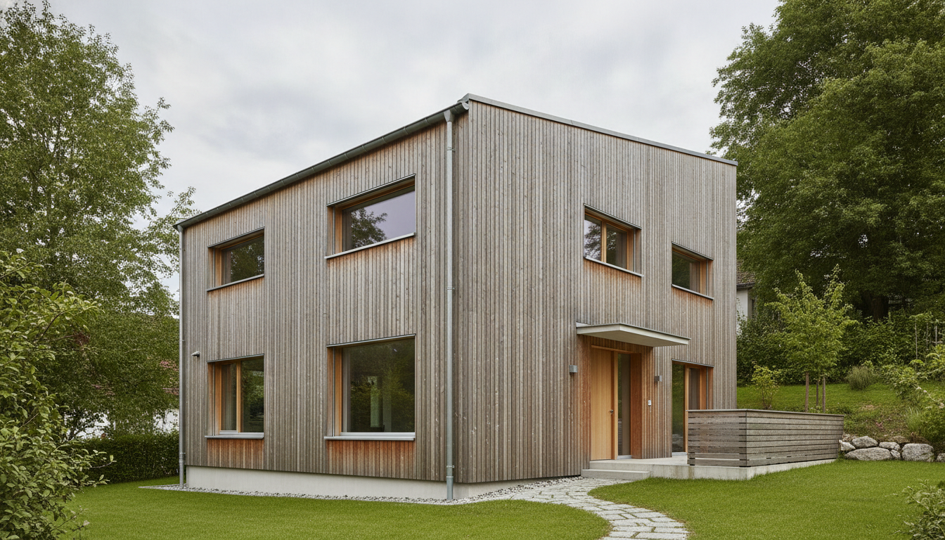 Haus mit vertikaler Holzfassade